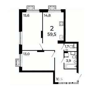 2-к квартира, вторичка, 60м2, 6/19 этаж