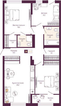 3-к квартира, вторичка, 100м2, 3/19 этаж