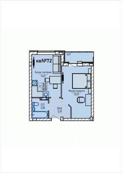 1-к квартира, строящийся дом, 39м2, 3/3 этаж