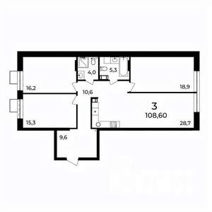 3-к квартира, вторичка, 109м2, 2/9 этаж