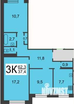 3-к квартира, вторичка, 62м2, 2/9 этаж