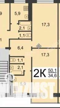 2-к квартира, вторичка, 51м2, 4/5 этаж