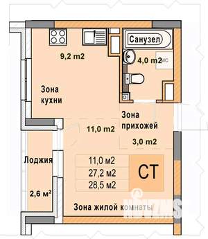 Студия квартира, вторичка, 29м2, 6/25 этаж
