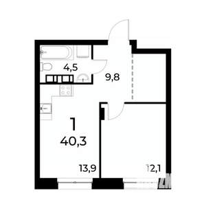 1-к квартира, вторичка, 40м2, 14/20 этаж