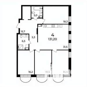 4-к квартира, вторичка, 131м2, 3/9 этаж