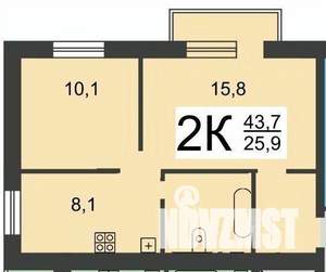 2-к квартира, вторичка, 44м2, 4/10 этаж