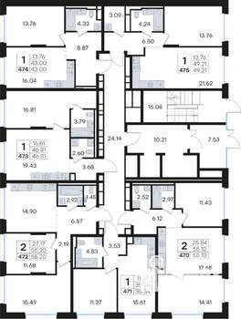 2-к квартира, вторичка, 55м2, 2/13 этаж
