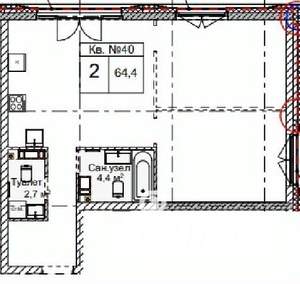 2-к квартира, строящийся дом, 64м2, 2/5 этаж