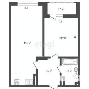 1-к квартира, вторичка, 41м2, 10/18 этаж