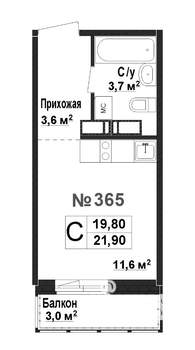 1-к квартира, вторичка, 20м2, 14/17 этаж