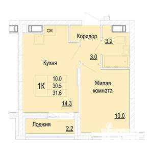 1-к квартира, вторичка, 32м2, 25/25 этаж