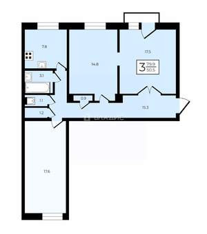 3-к квартира, вторичка, 79м2, 5/5 этаж